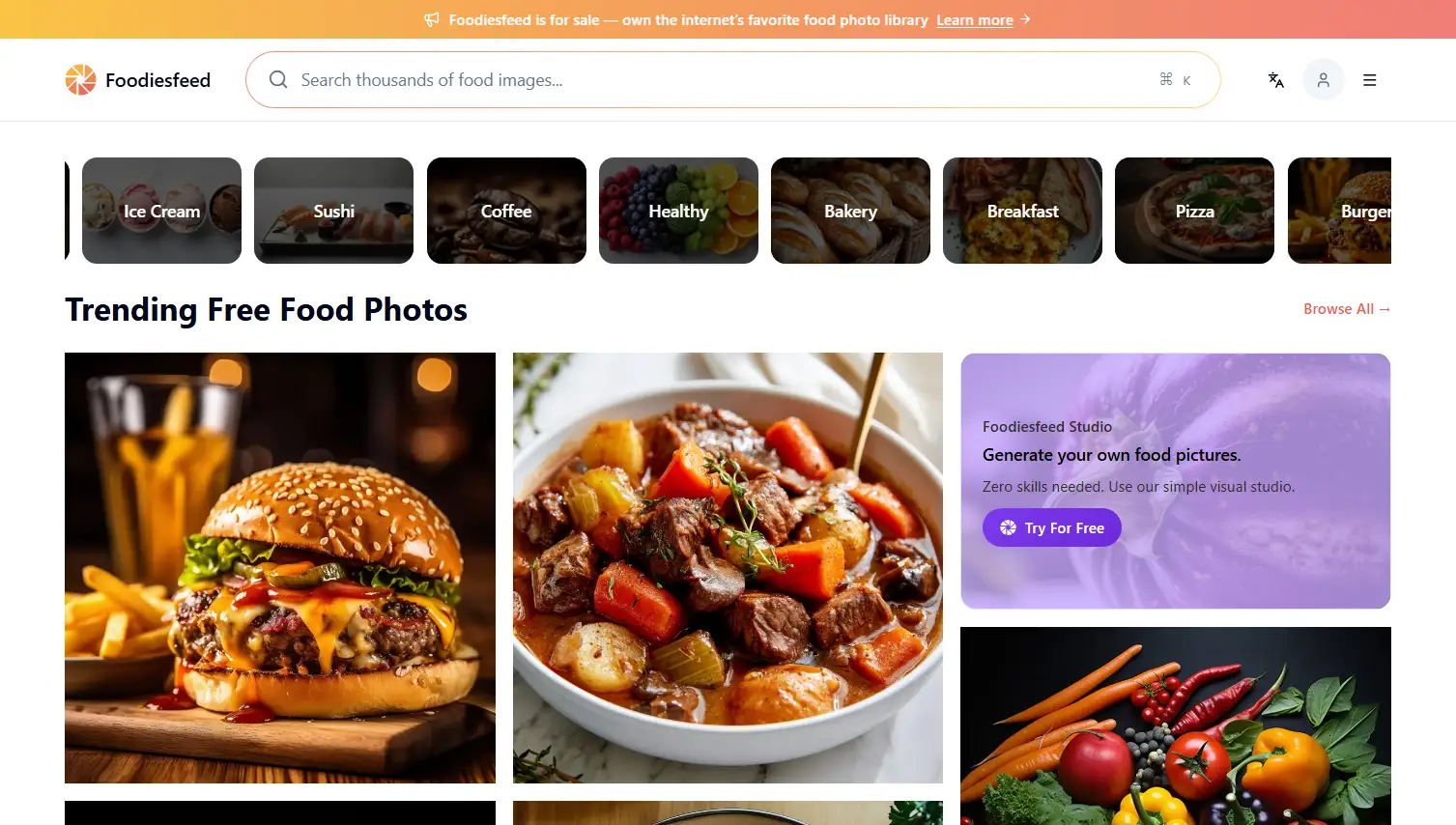 Foodiesfeed 網站擷取圖