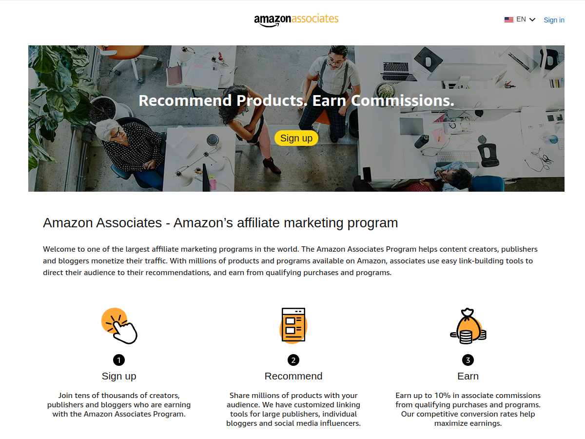 Amazon Associates 網站擷取圖