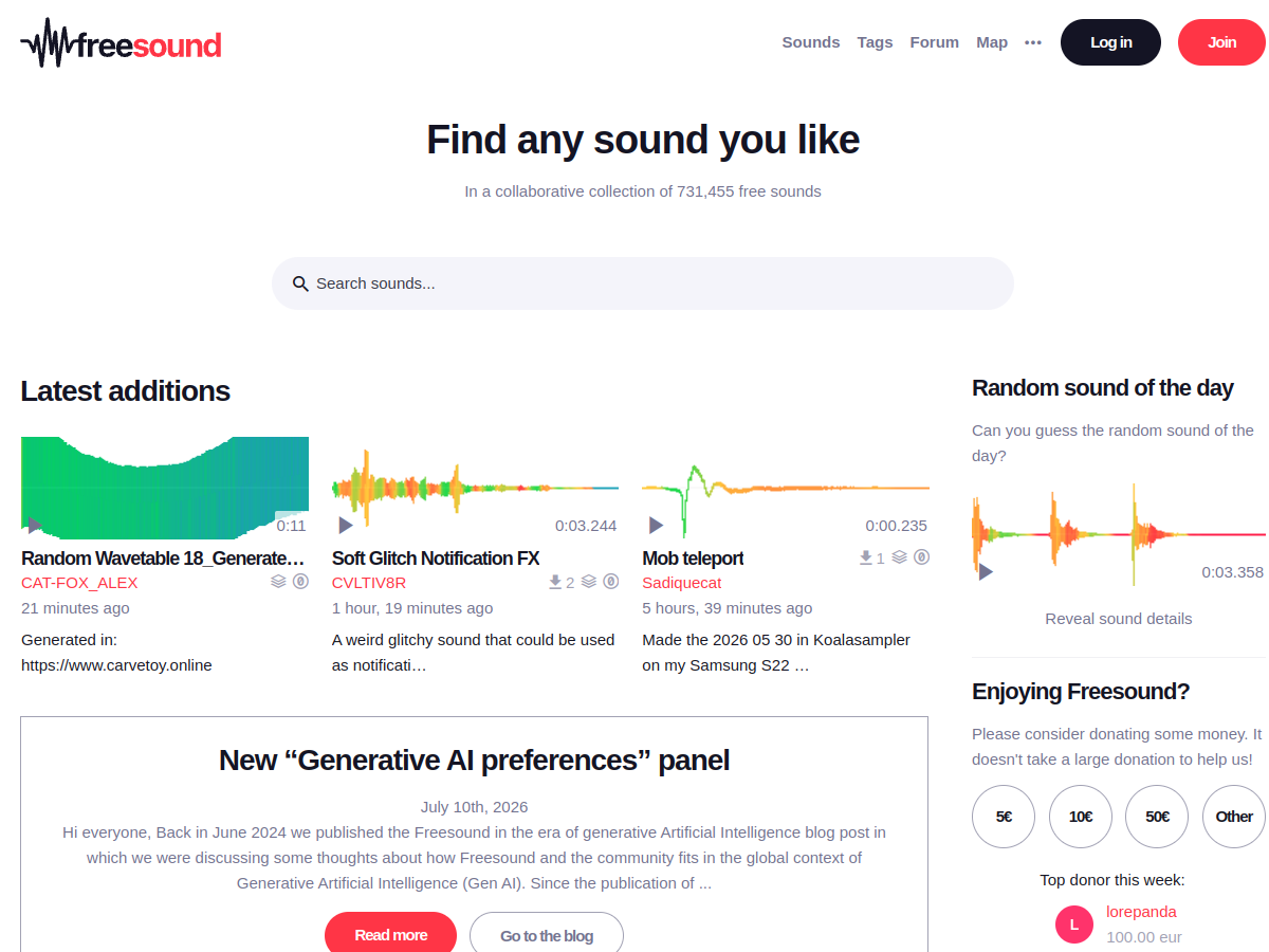 Freesound 網站擷取圖