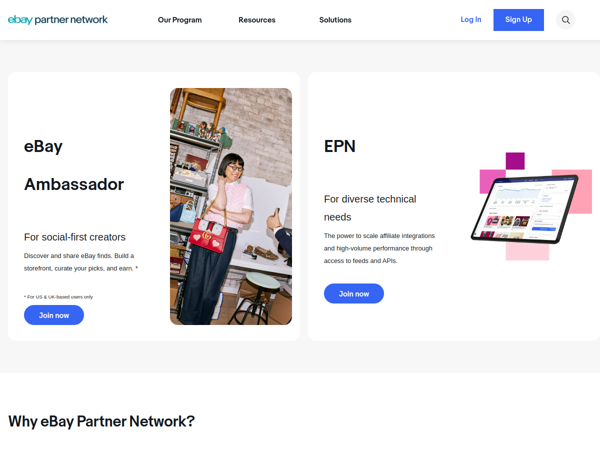 eBay Partner Network 網站擷取圖