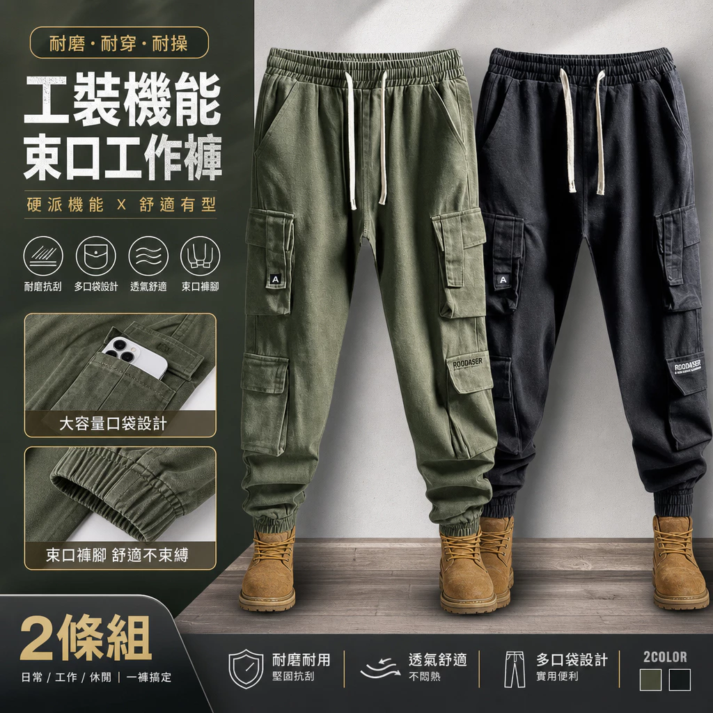 夏季薄款工裝褲推薦：透氣耐磨、大尺碼彈性好穿首選