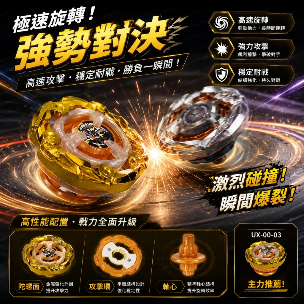 高雄出貨戰鬥陀螺BX DX UX CX系列黃金神杖UX-03選購指南