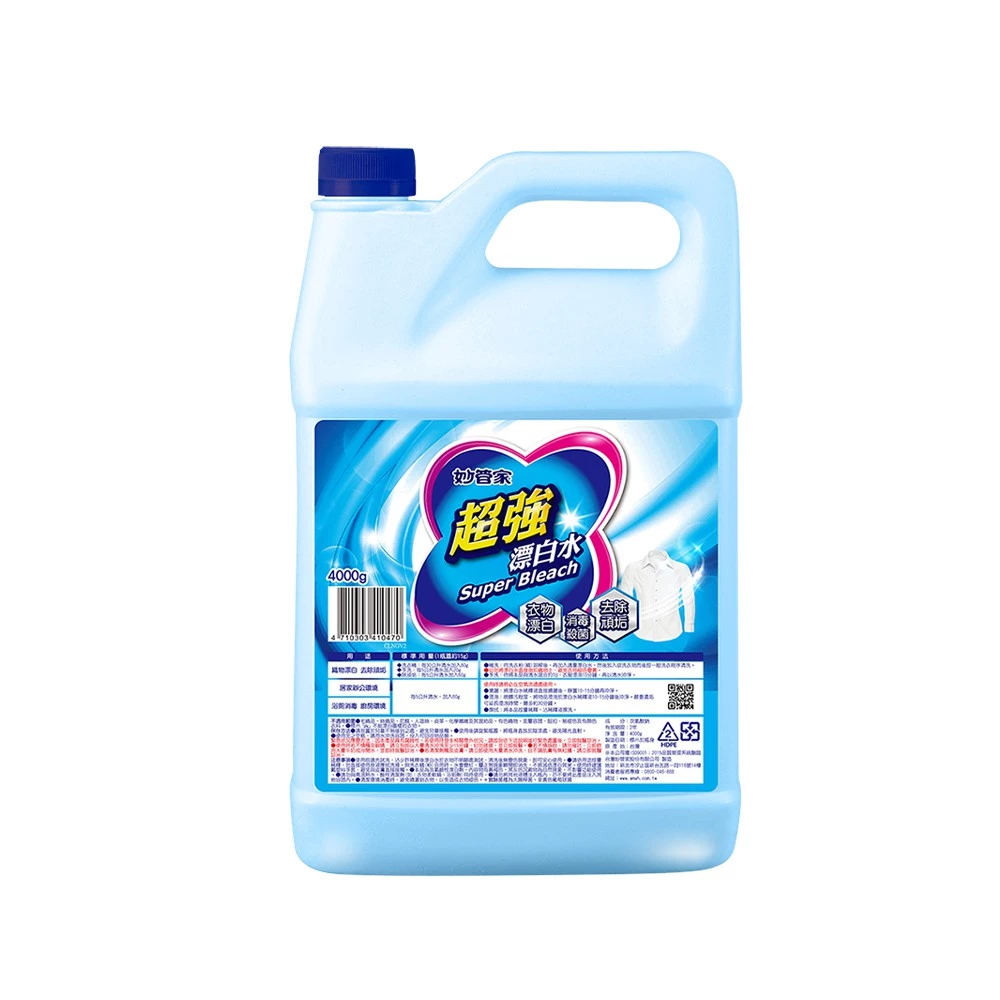 居家清潔好幫手:妙管家超強漂白水4000g除菌去污,輕鬆維持衣物潔淨 居家清潔好幫手:妙管家超強漂白水4000g除菌去污,輕鬆維持衣物潔淨