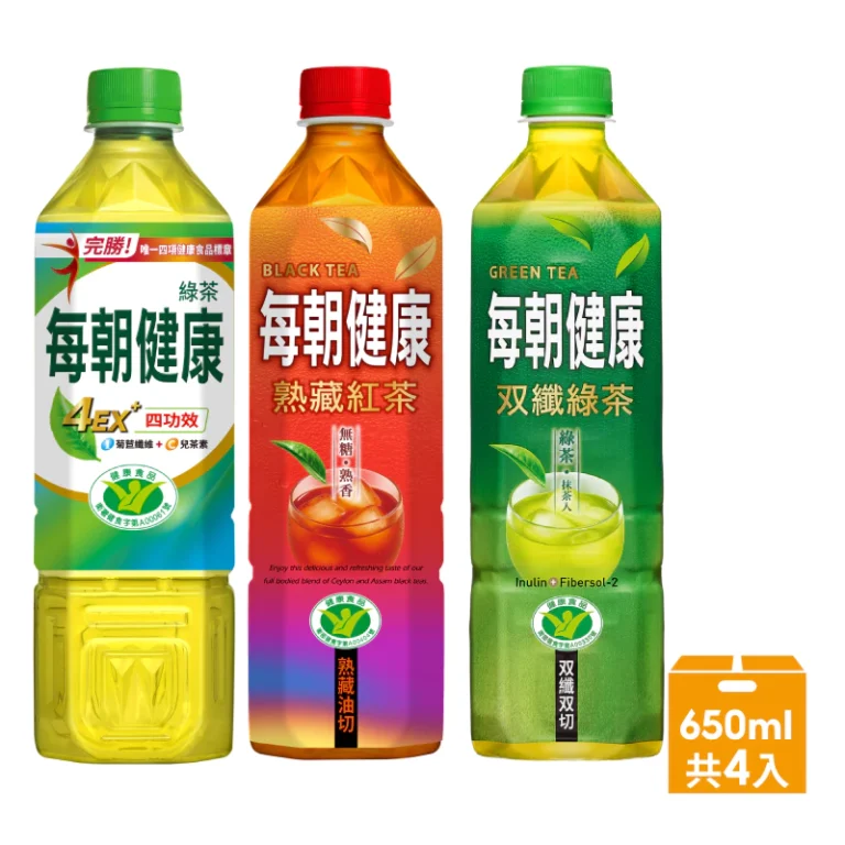 御茶園每朝健康650mlx4入組：三款無糖茶飲解油膩與日常搭配選擇