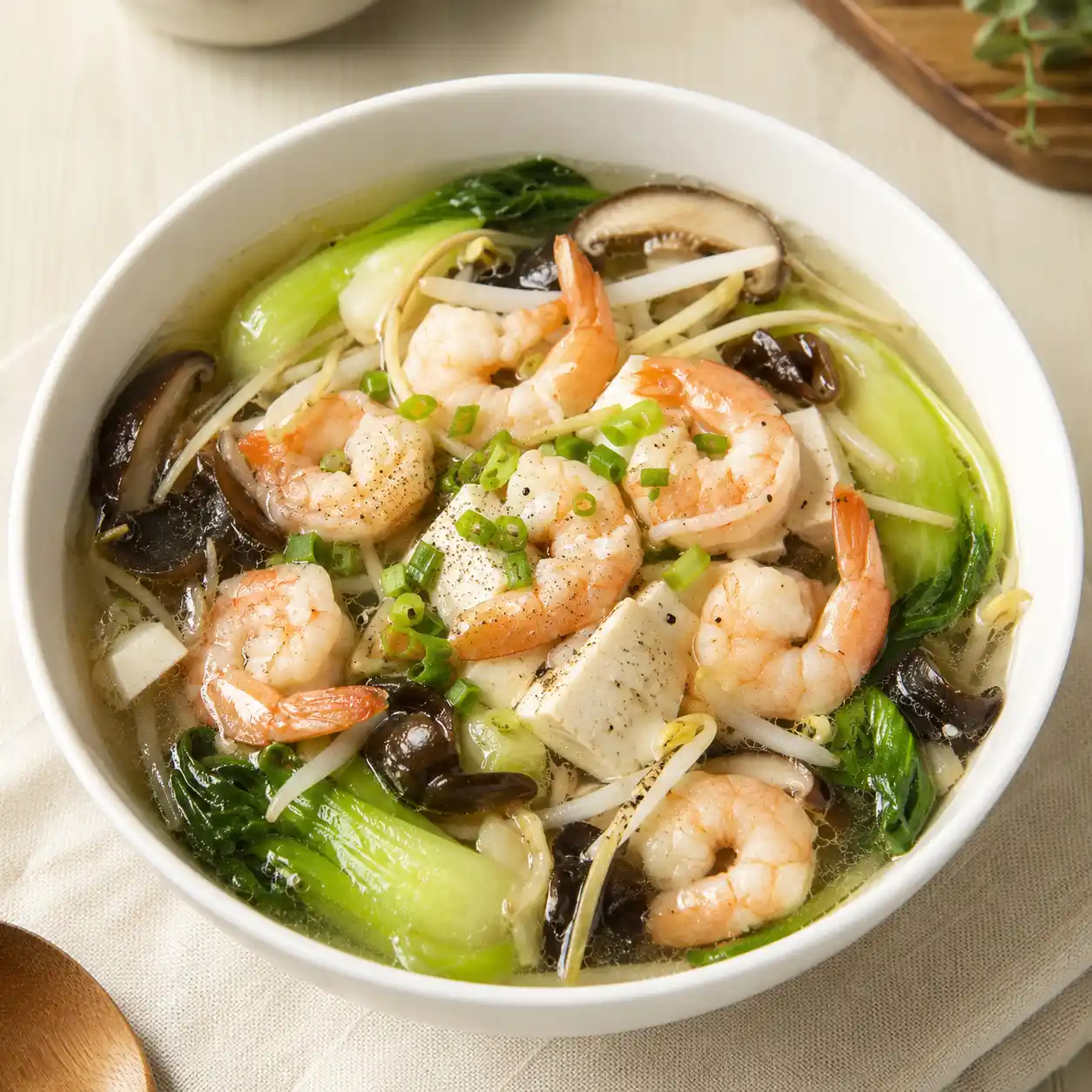 鮮蝦小白菜豆腐清湯鍋