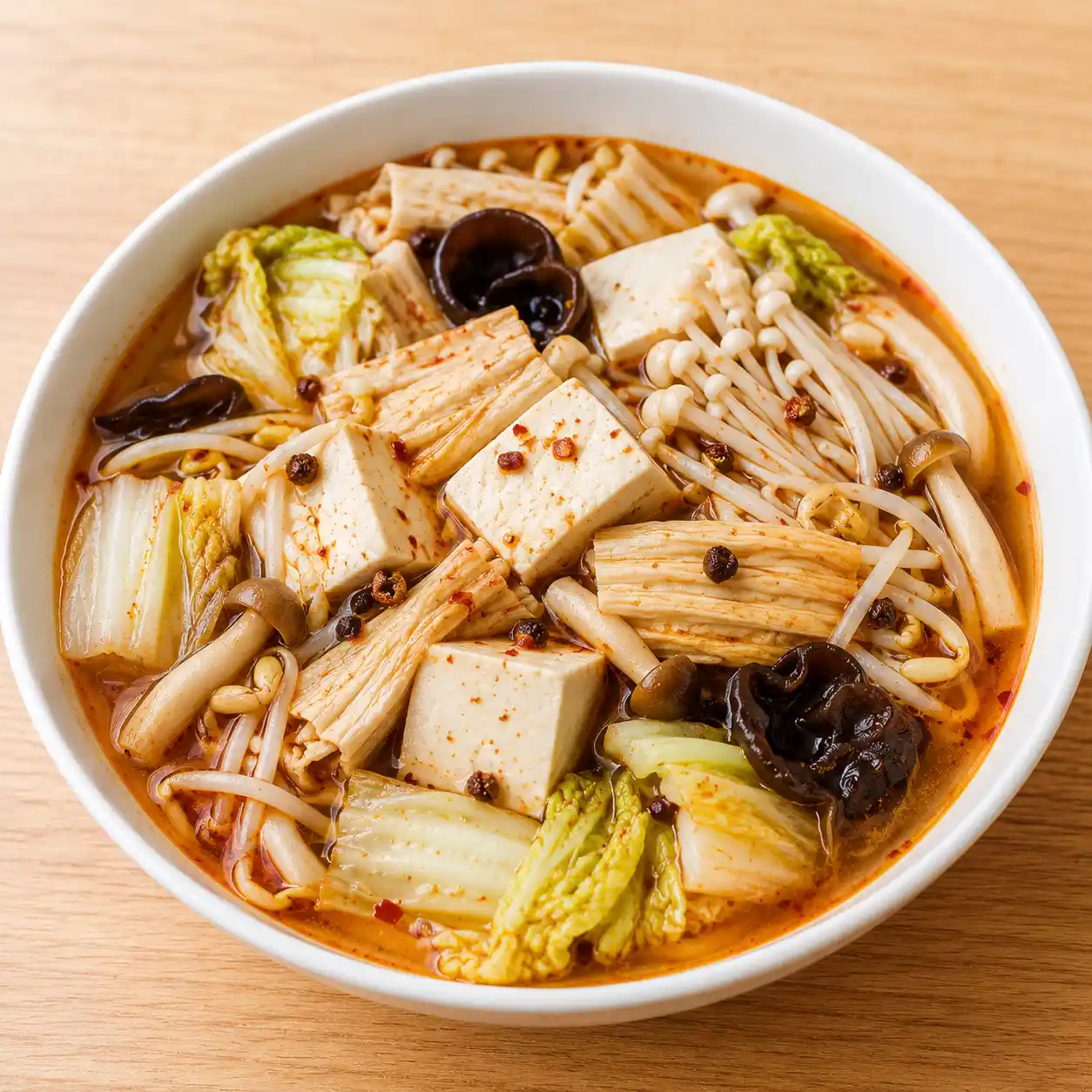 麻辣豆腐豆皮菇菇湯