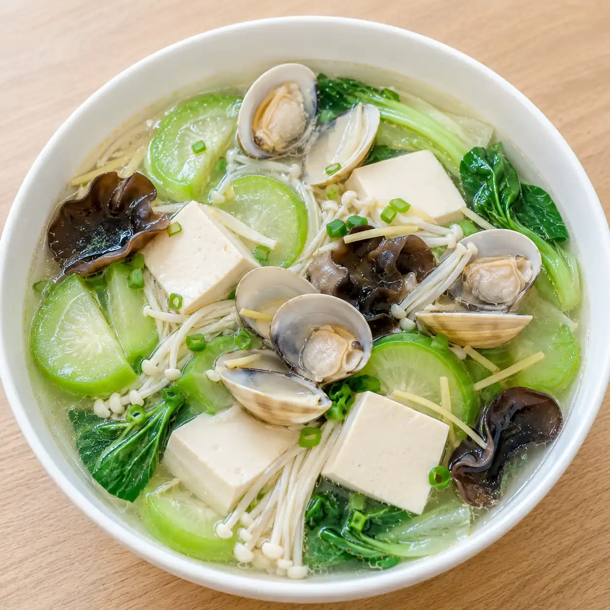 豆腐蛤蜊絲瓜菇湯