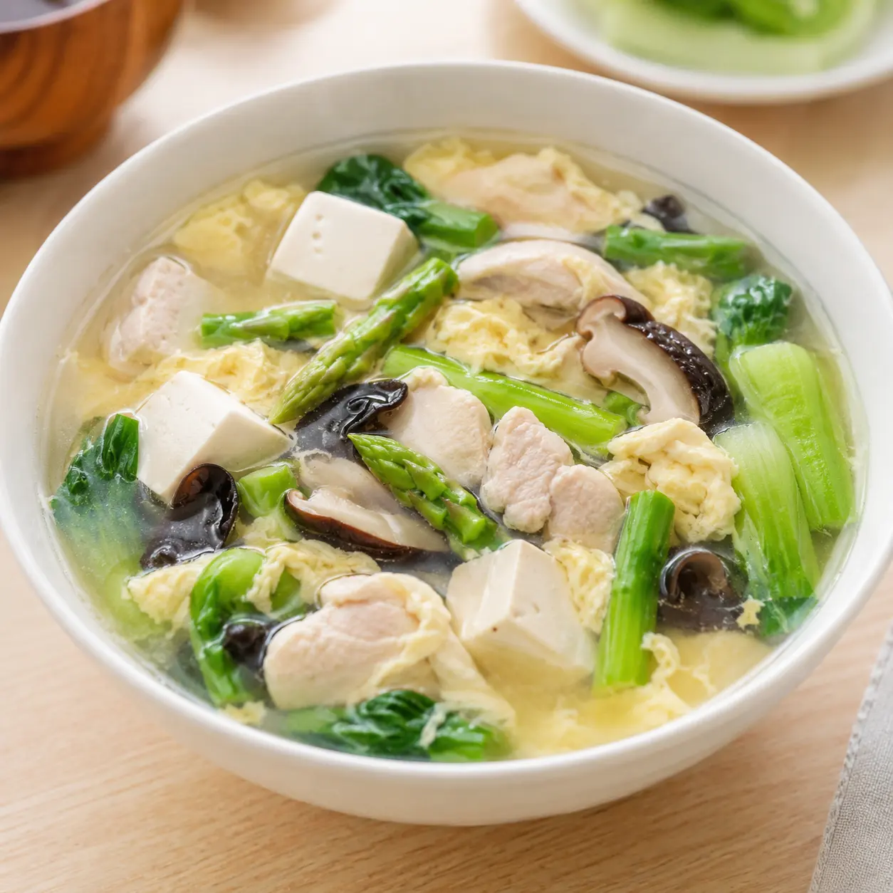 豆腐蘆筍雞胸蛋花湯