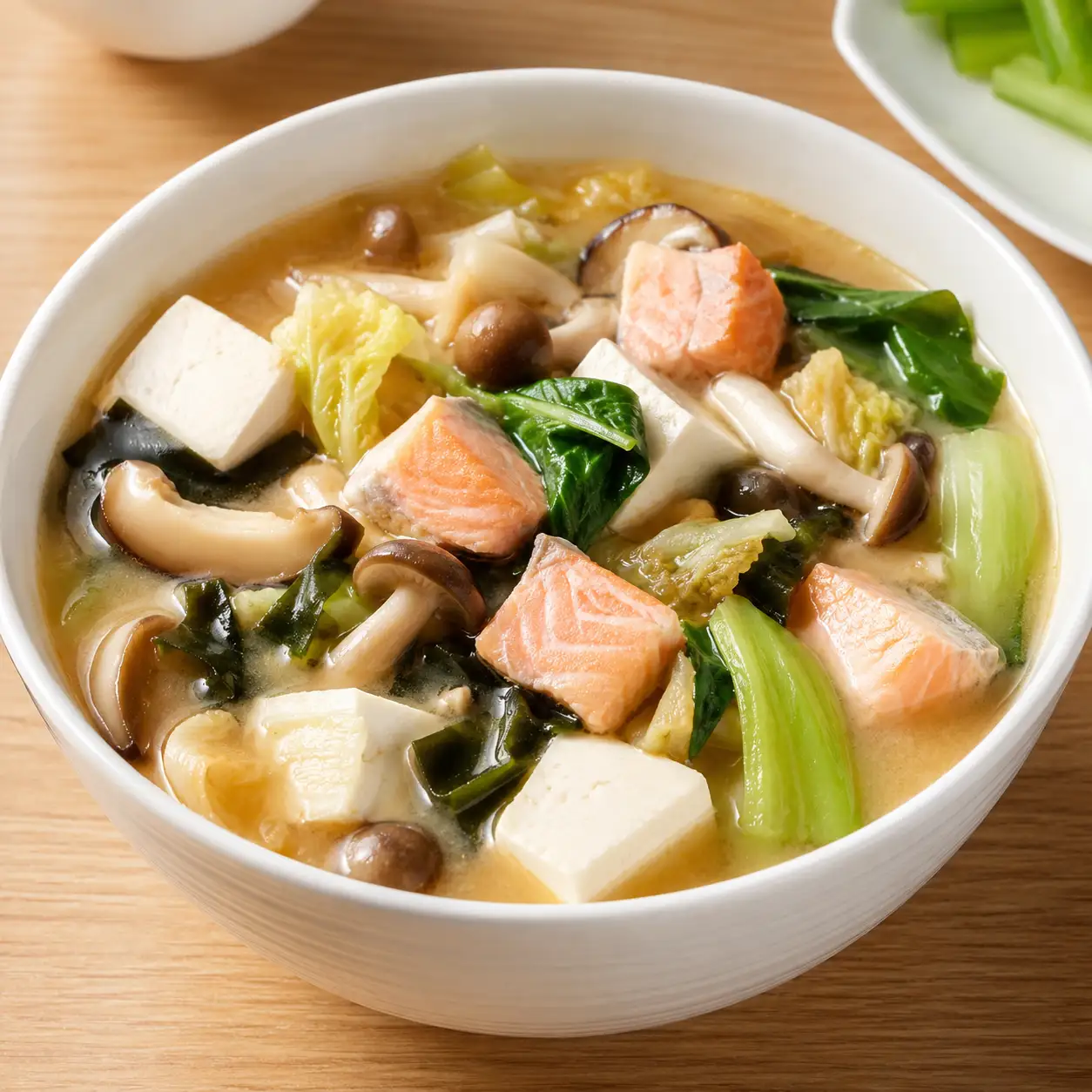 味噌豆腐鮭魚菇湯