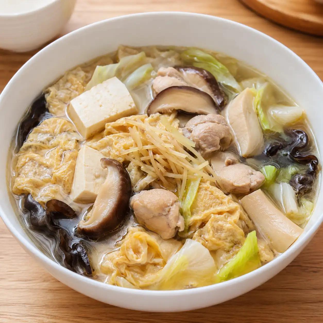 麻油薑絲豆皮雞肉湯少油版