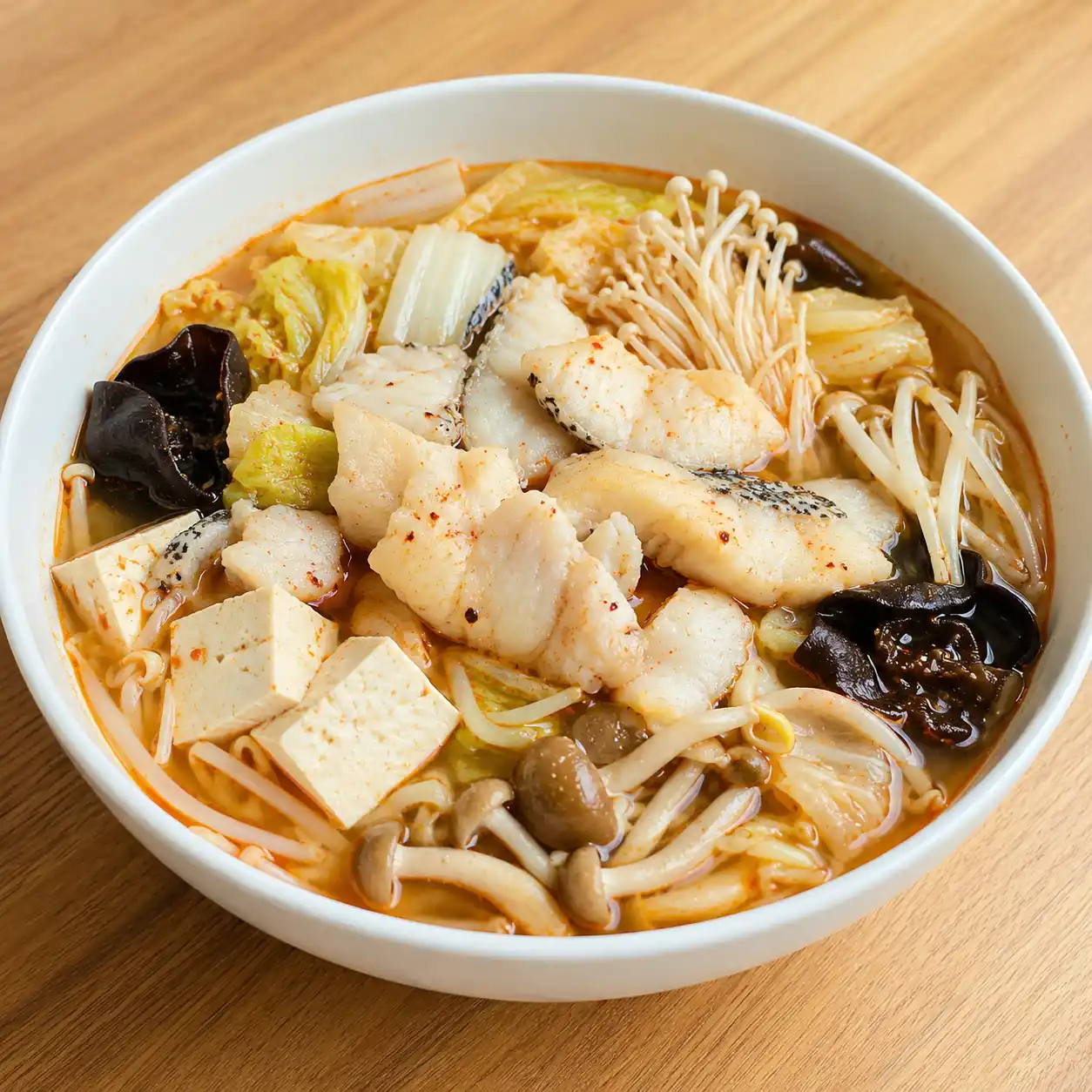 麻辣豆腐魚片菇湯