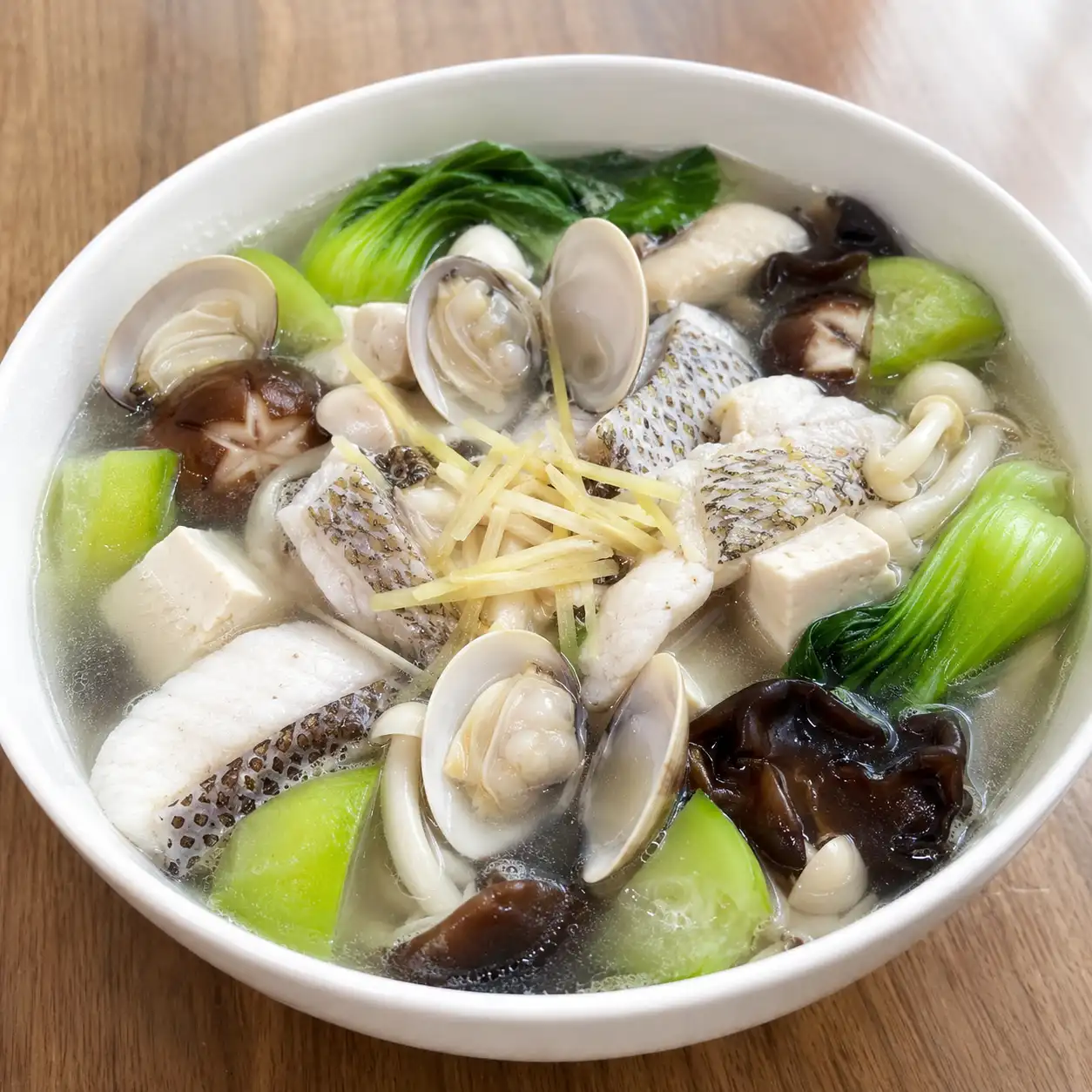 薑絲鯛魚蛤蜊菇湯