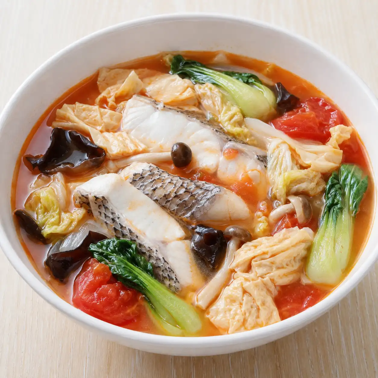 番茄鯛魚豆皮蔬菜湯