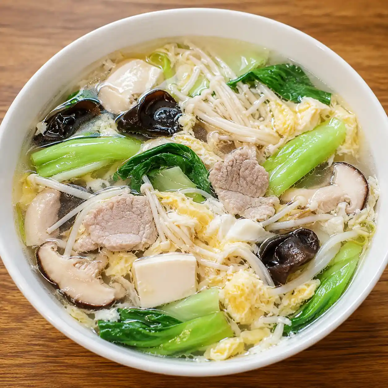青江菜金針菇瘦肉蛋花湯