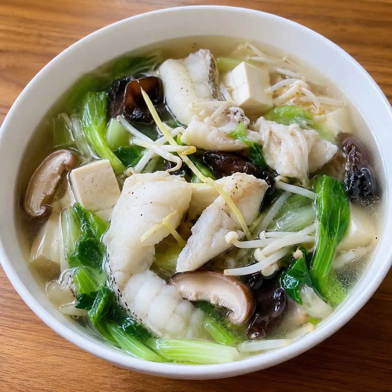 小白菜菇菇魚片湯