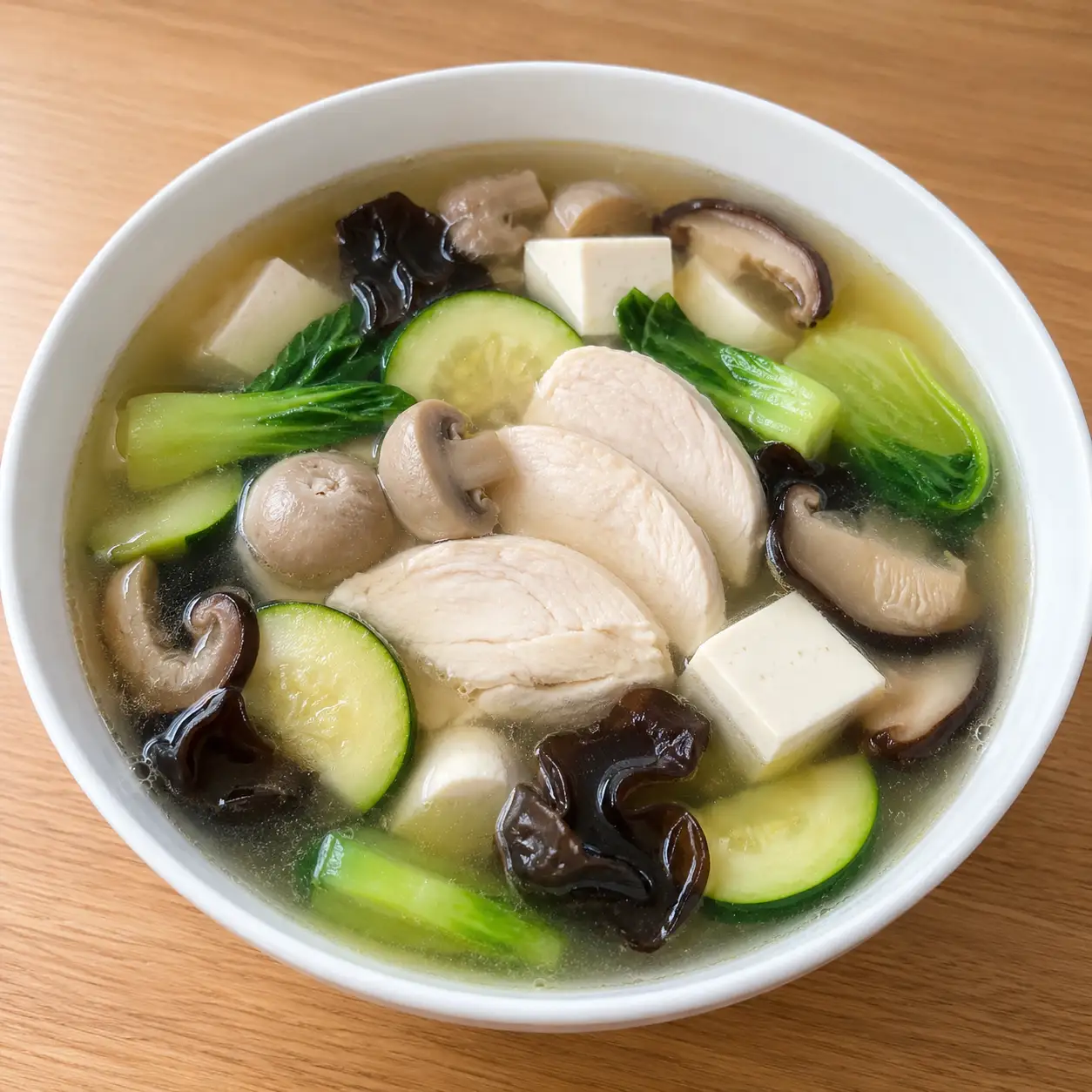 櫛瓜蘑菇豆腐雞肉湯