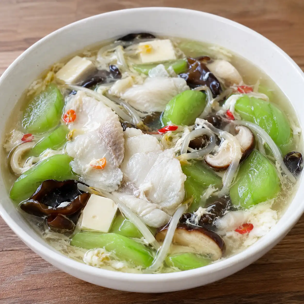 酸辣絲瓜魚片湯