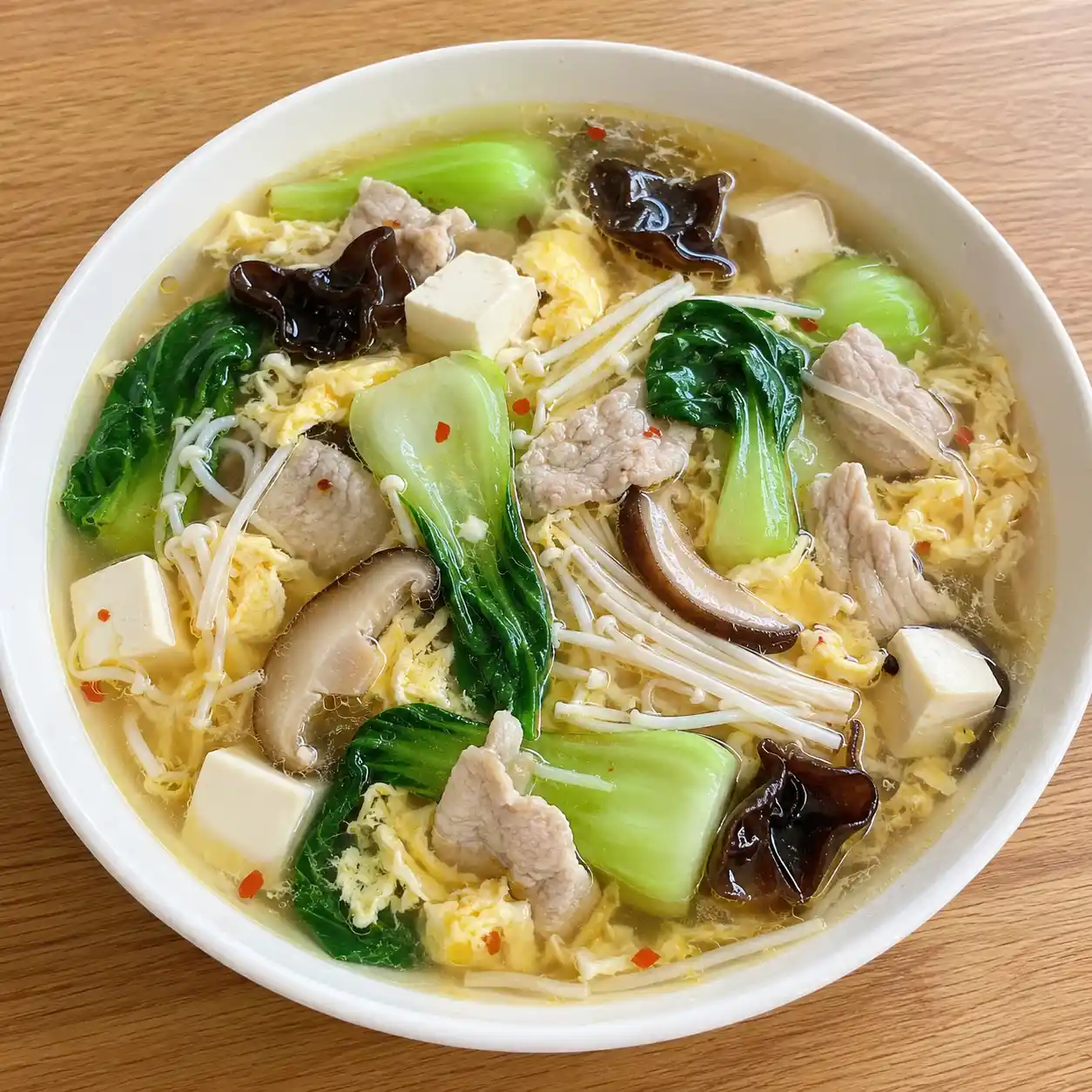 酸辣小白菜豆腐瘦肉湯