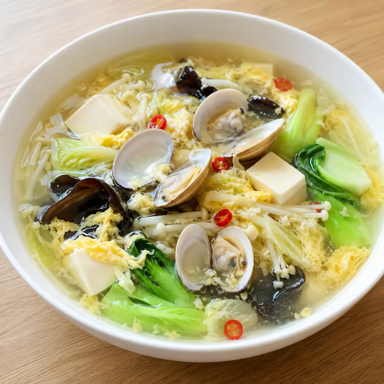 蒜香酸辣蛤蜊豆腐湯