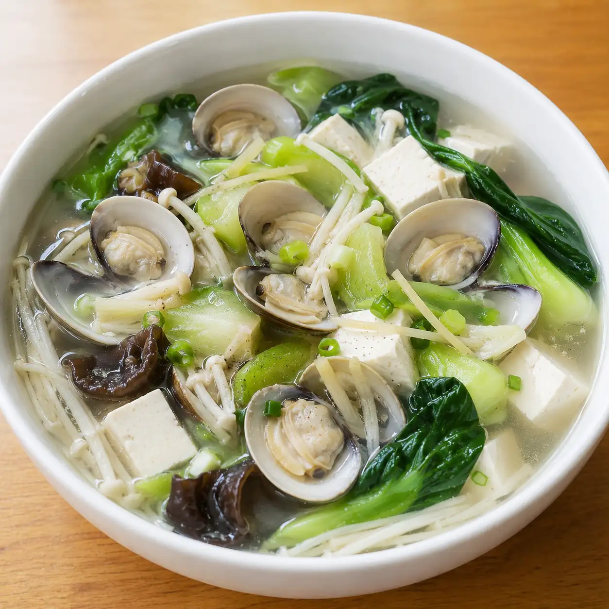 薑絲蛤蜊絲瓜豆腐燉湯
