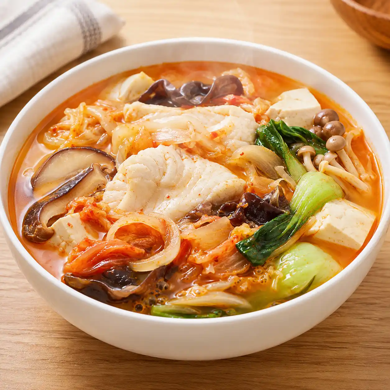 泡菜魚片菇菇豆腐湯