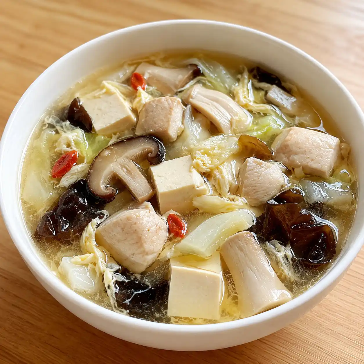 雞胸藥膳菇菇豆腐湯