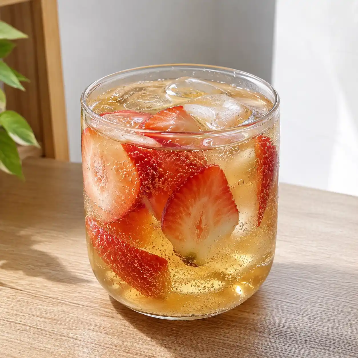 草莓烏龍氣泡茶飲
