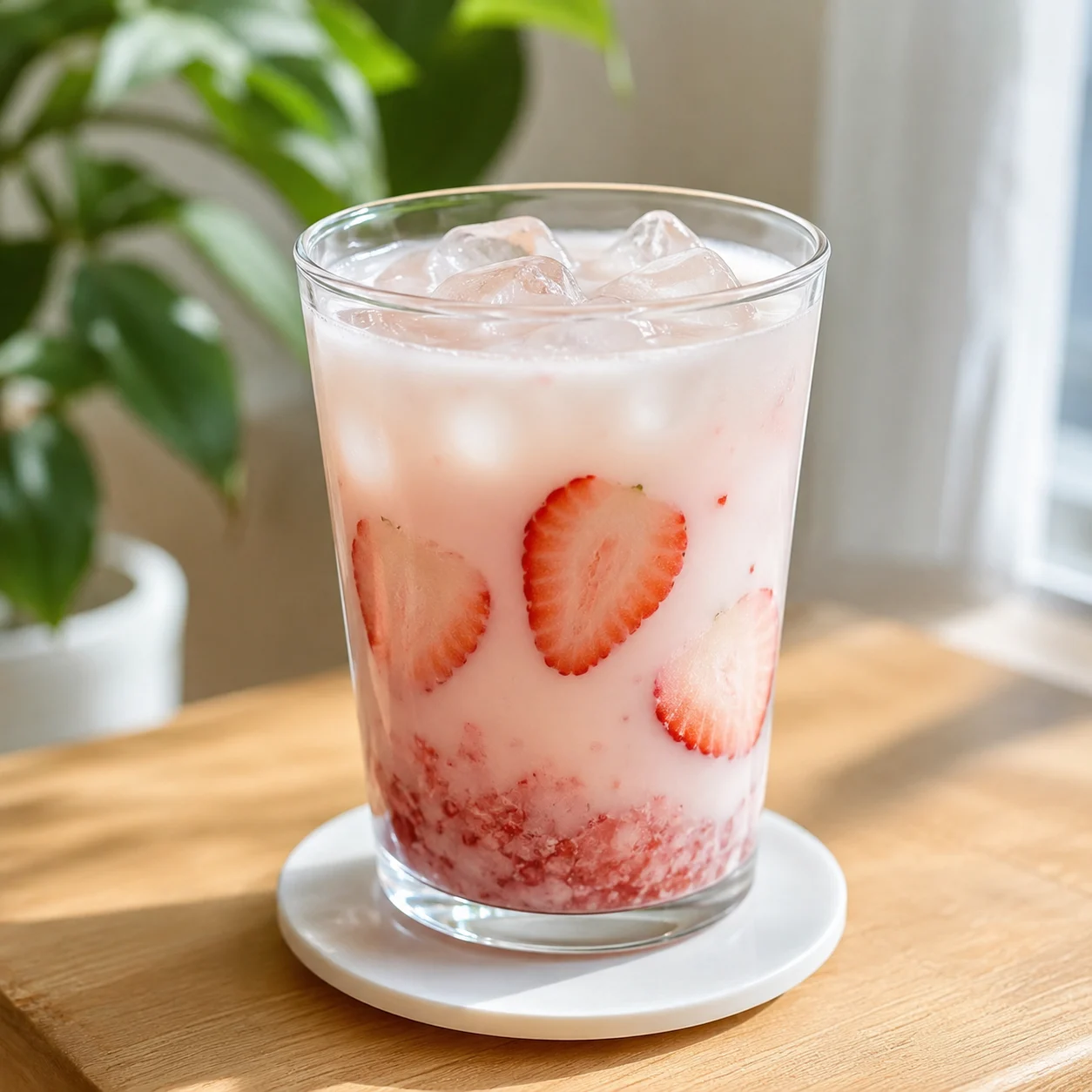優格草莓顆粒飲