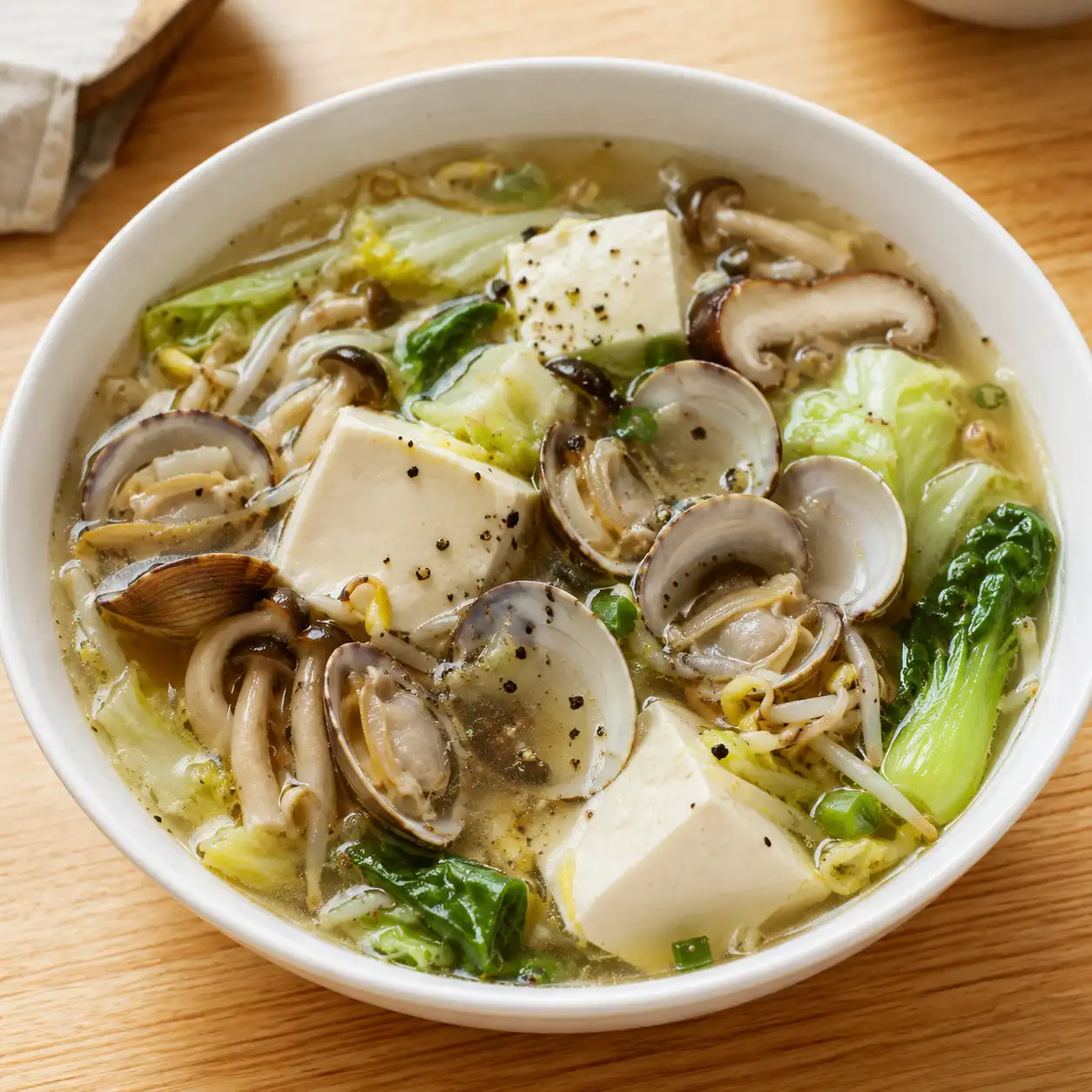黑蒜胡椒蛤蜊嫩豆腐湯
