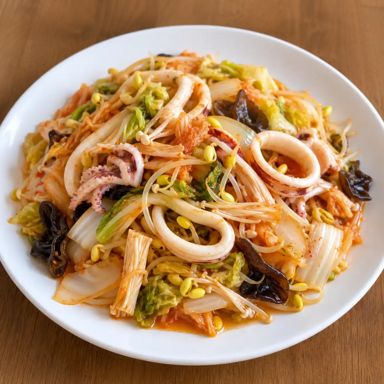韓式泡菜花枝黃豆芽炒盤