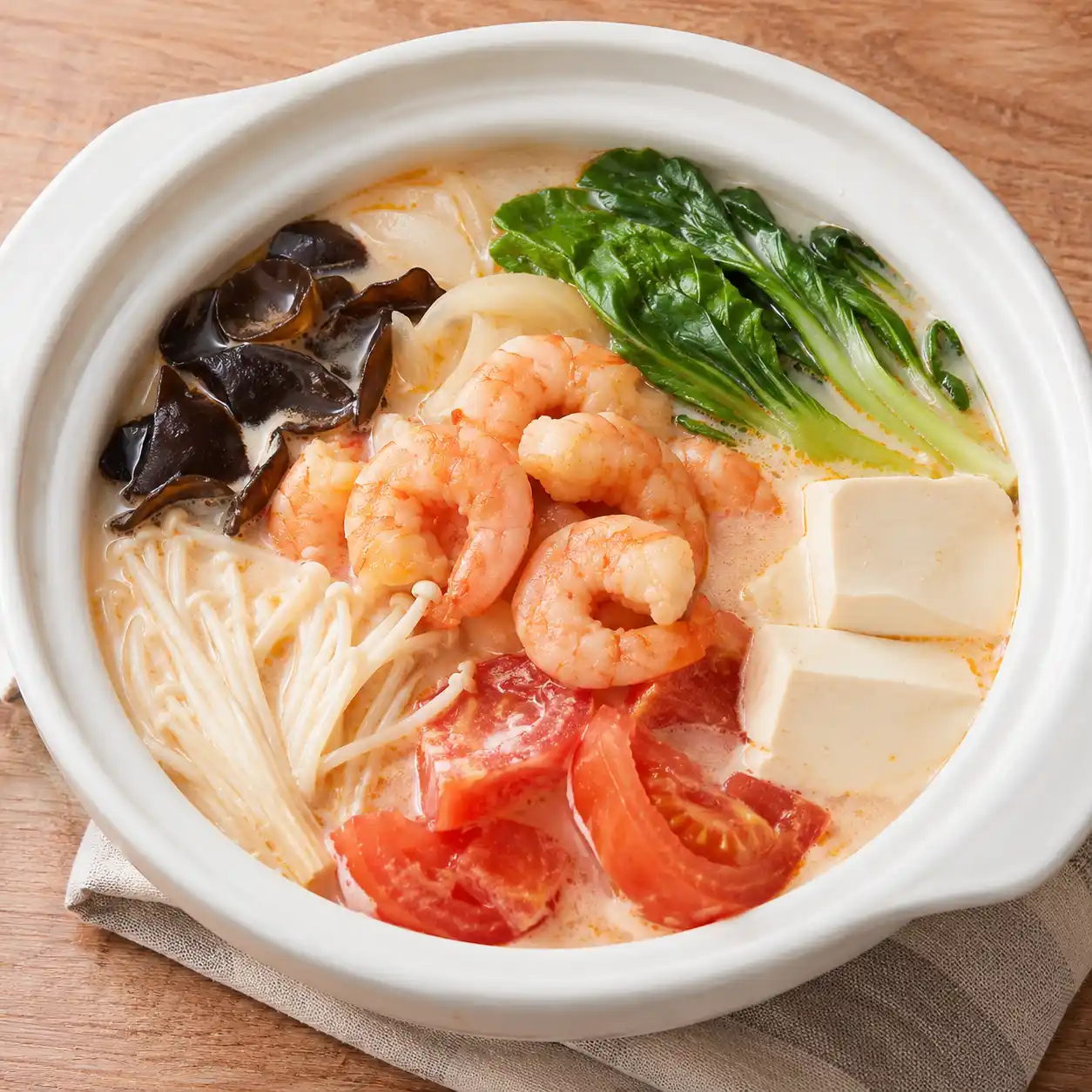 豆漿番茄蝦仁白湯煲