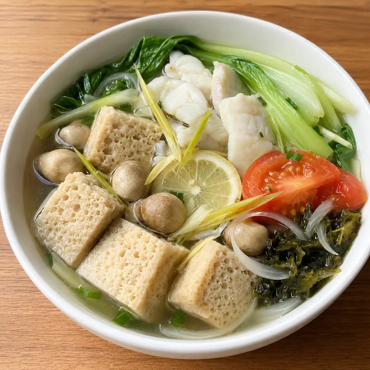 香茅檸檬魚片凍豆腐湯
