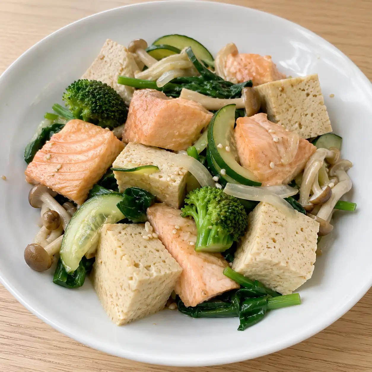 胡麻少量鮭魚凍豆腐溫沙拉