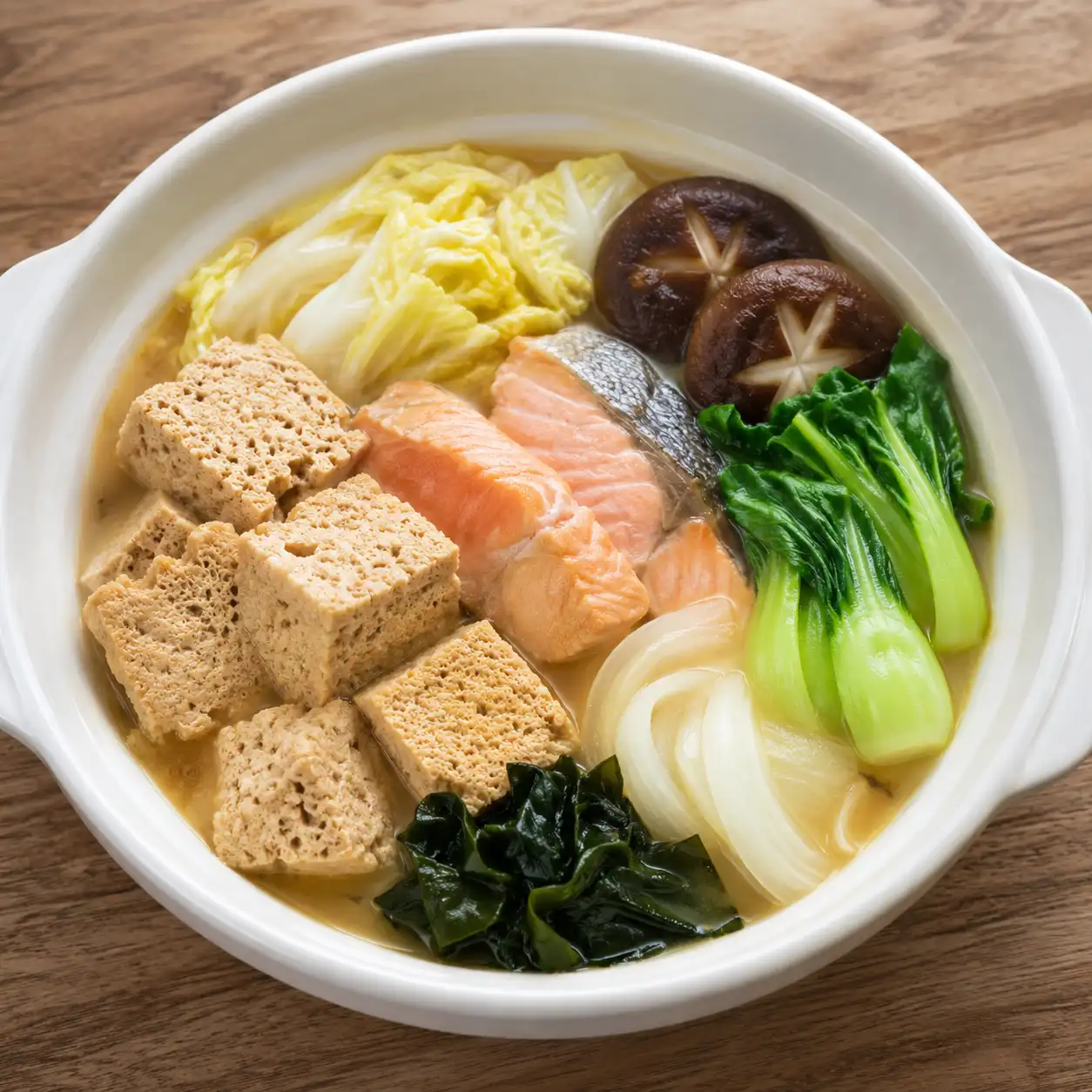 味噌鮭魚凍豆腐煮
