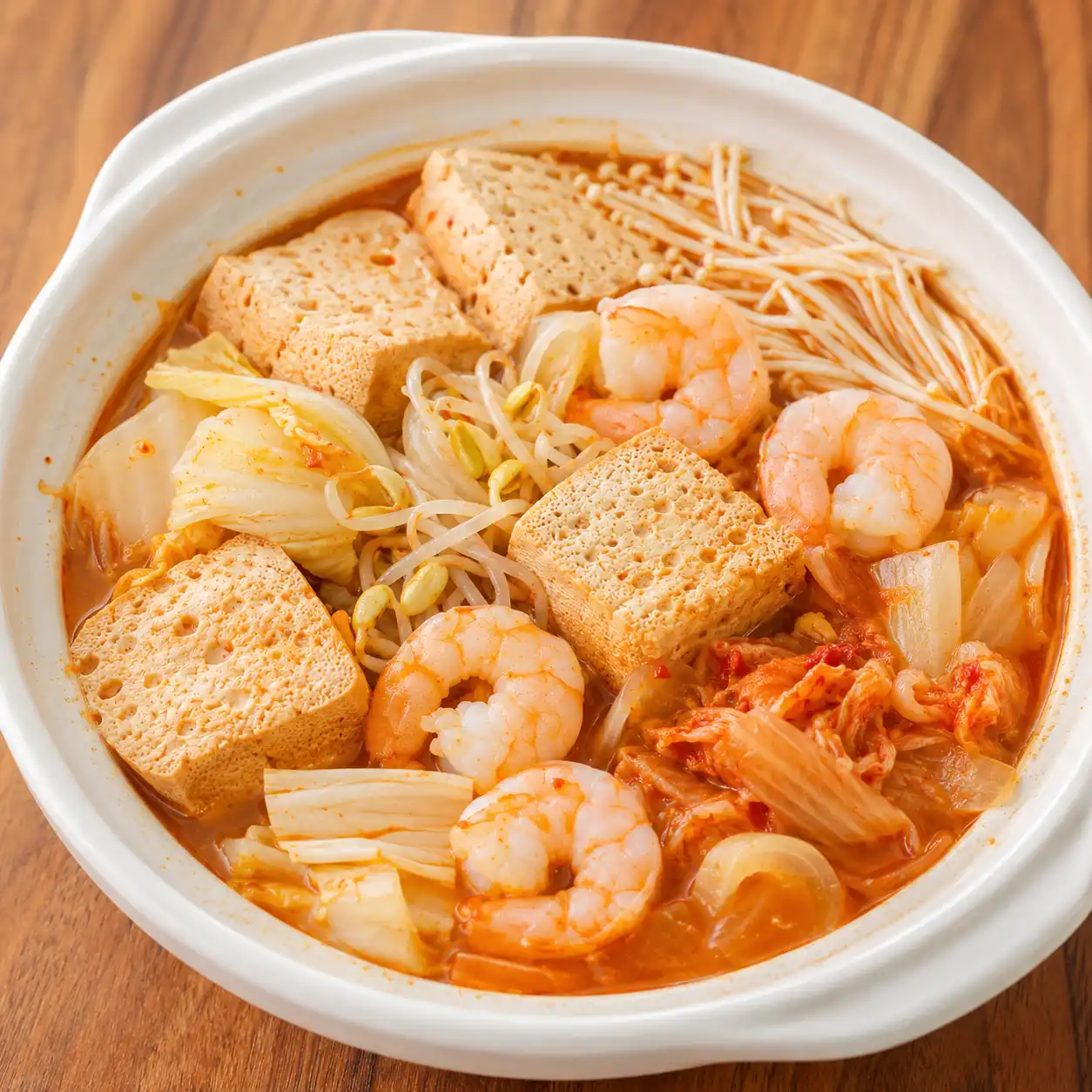 韓式泡菜蝦仁凍豆腐煲
