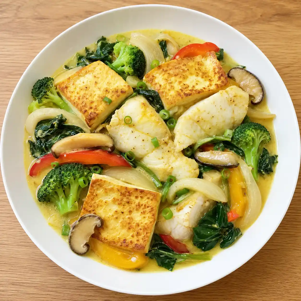 咖哩豆漿板豆腐魚片燒