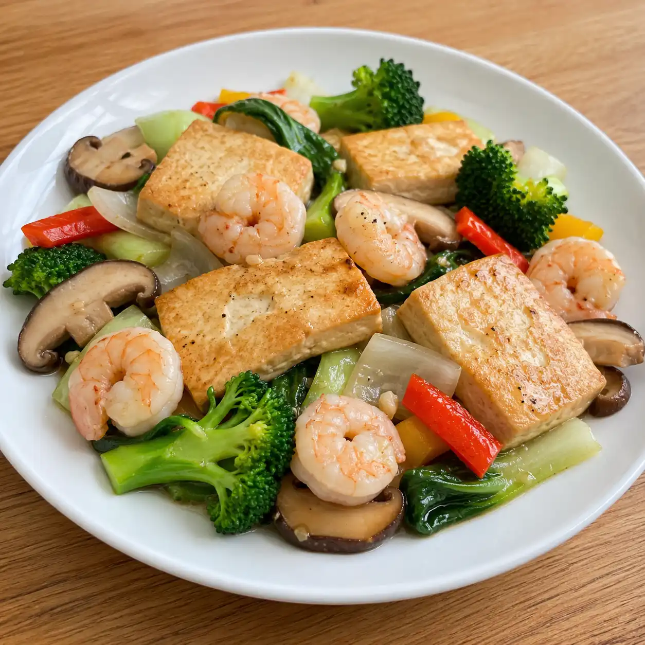 蒜香板豆腐蝦仁煎燒