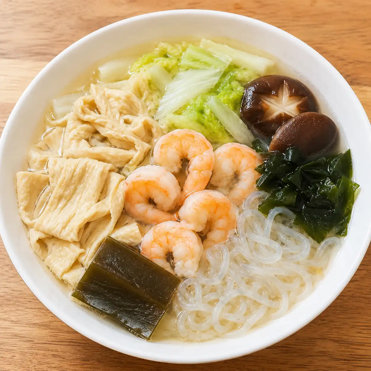 昆布蝦仁豆皮蒟蒻湯麵