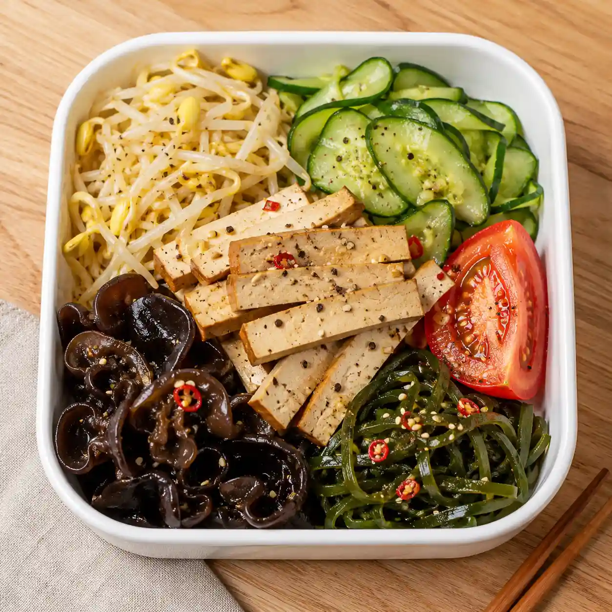 椒麻豆干黃豆芽冷拌盒