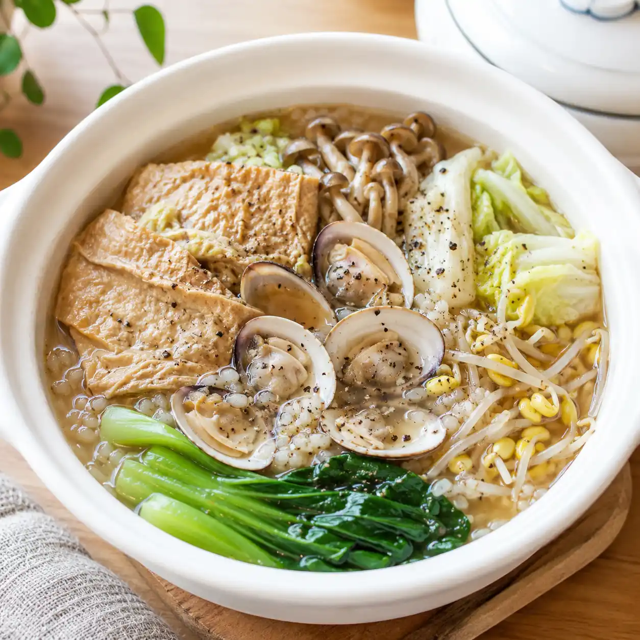 黑蒜蛤蜊豆包蒟蒻飯感煮