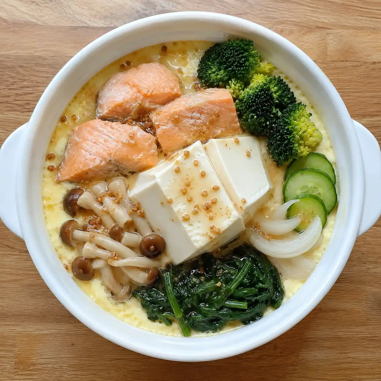 胡麻鮭魚豆腐蒸蛋盅
