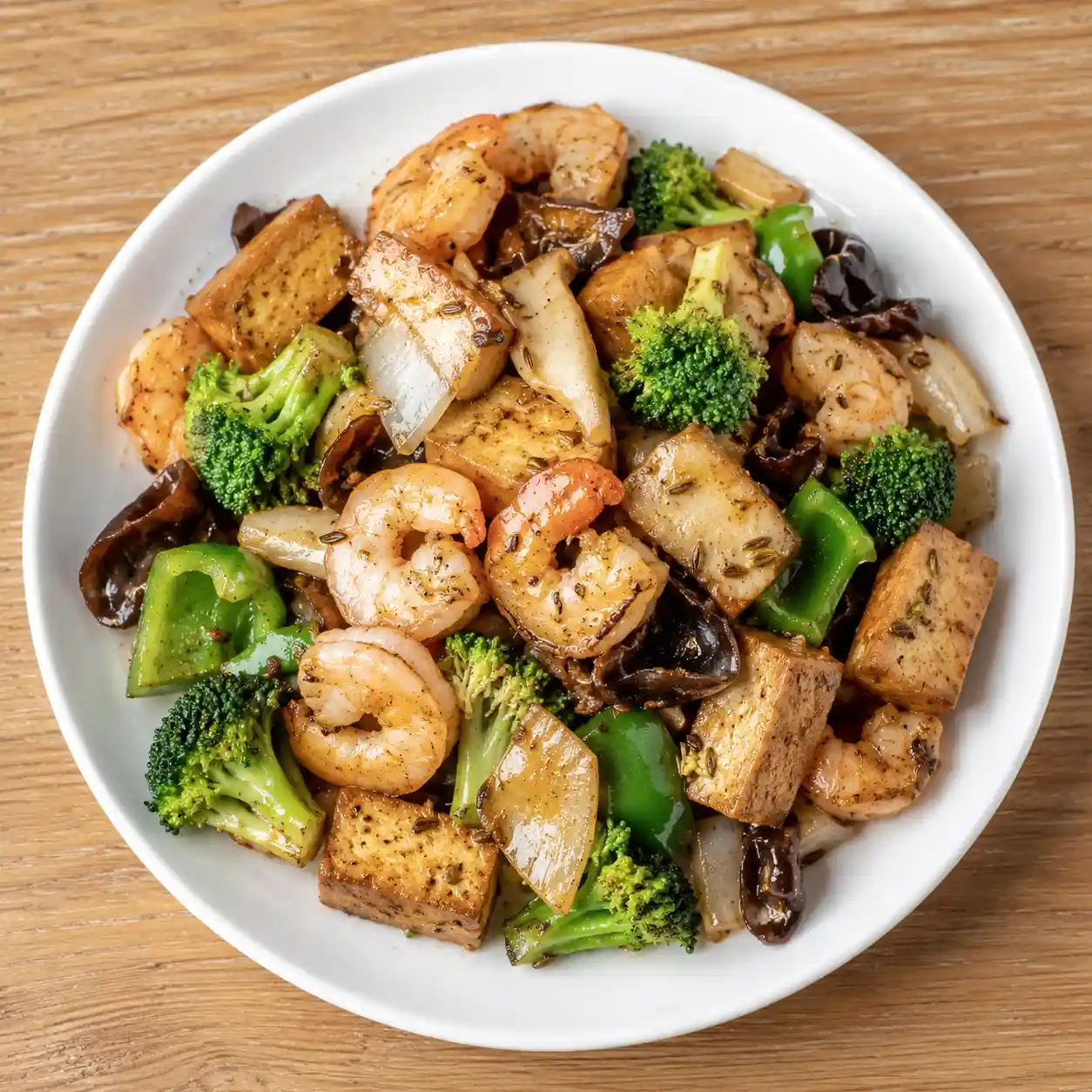 孜然蝦仁滷豆干乾拌