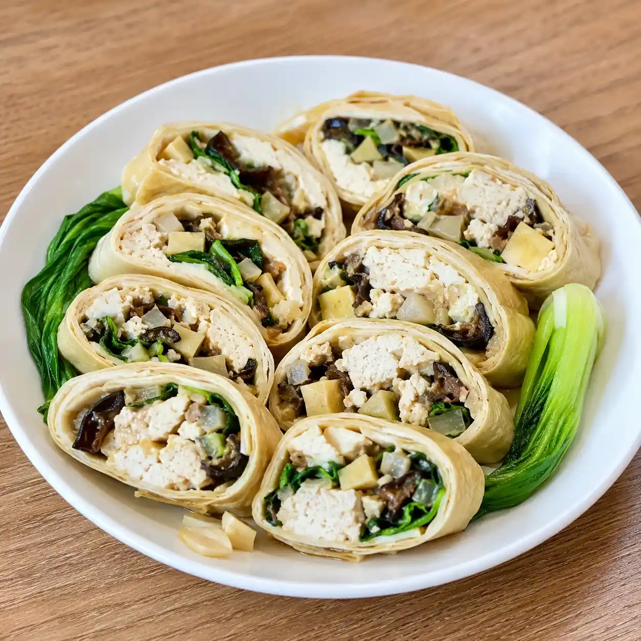 蒜香豆腐雞胸豆皮卷