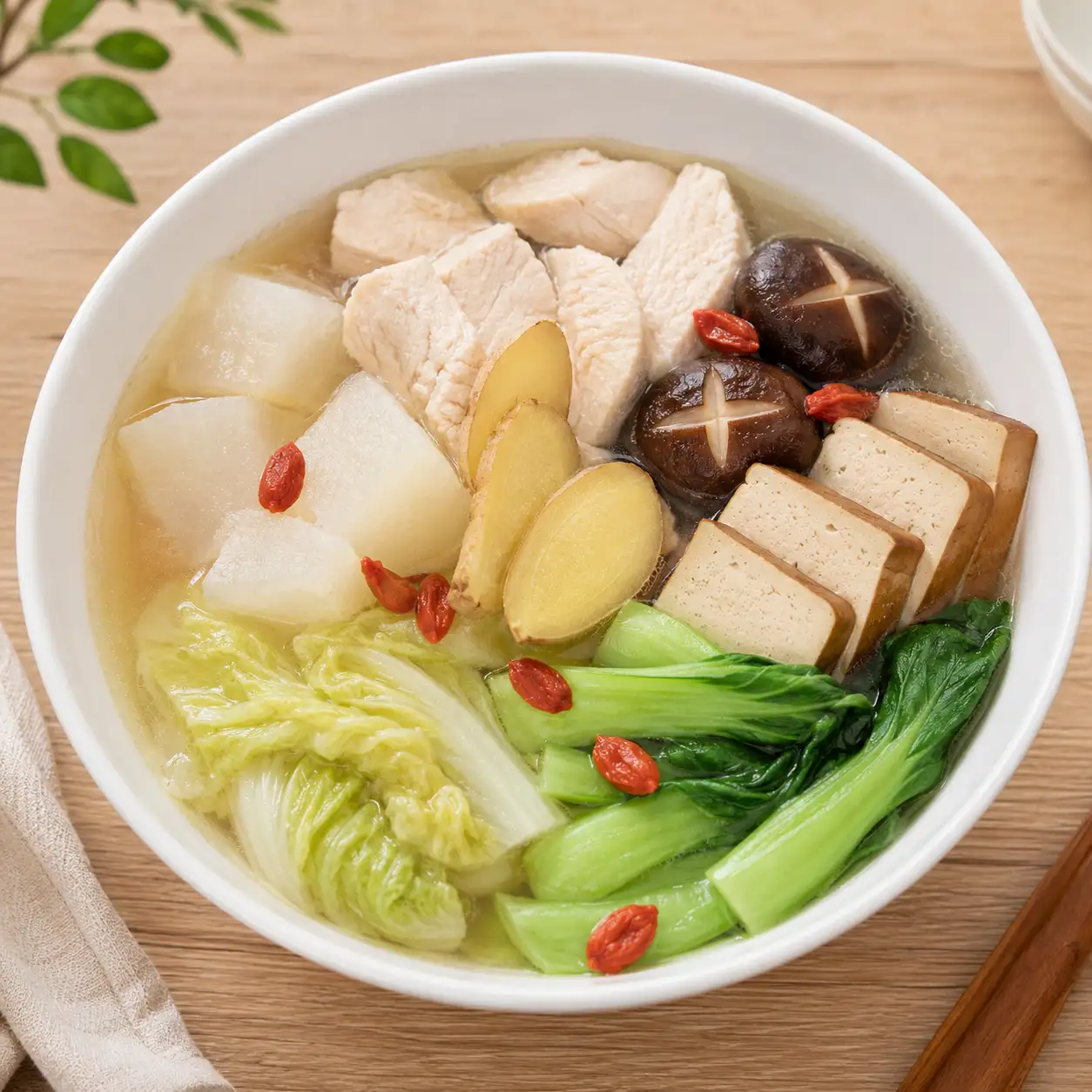 藥膳感雞胸豆干白蘿蔔燉