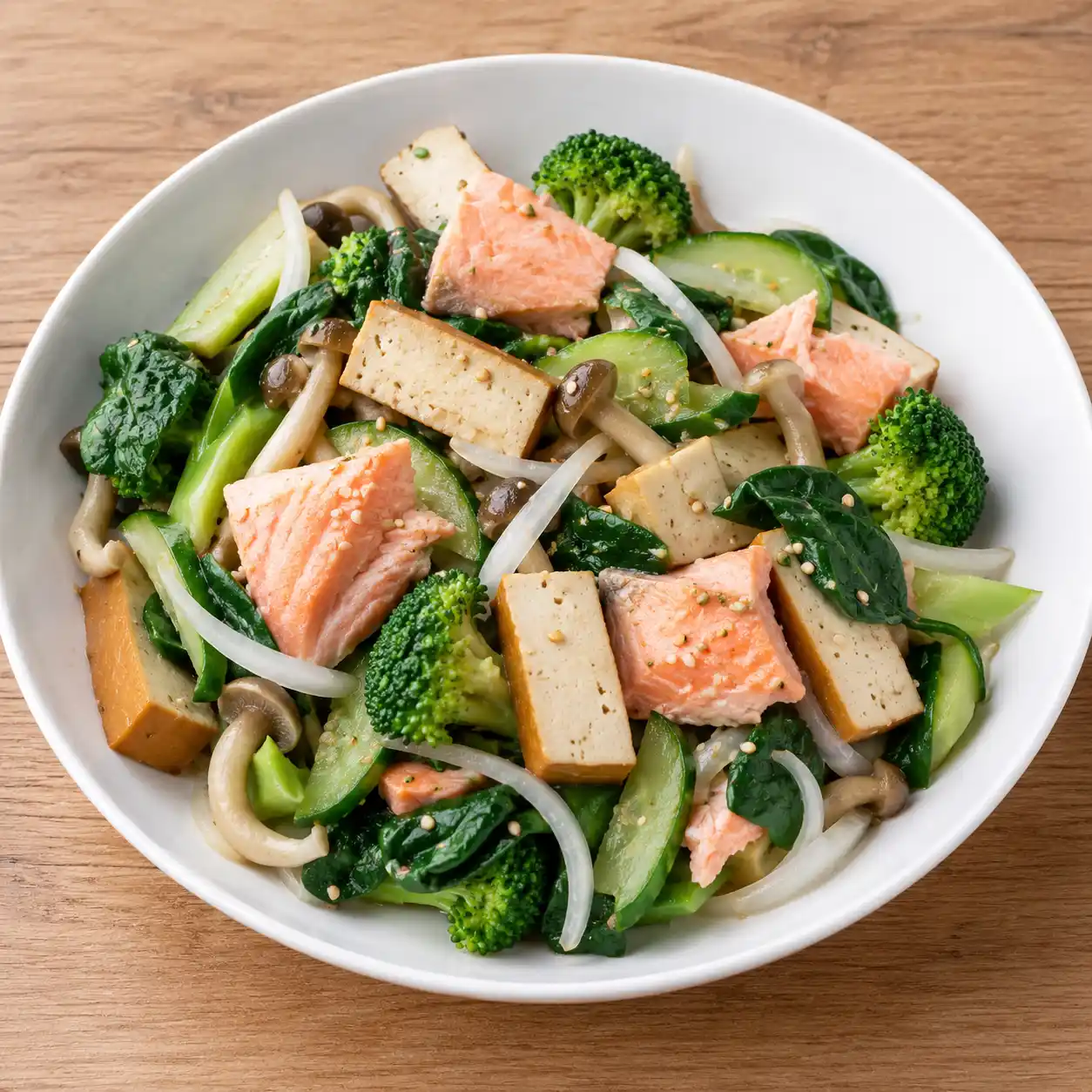 胡麻少量鮭魚豆干溫沙拉