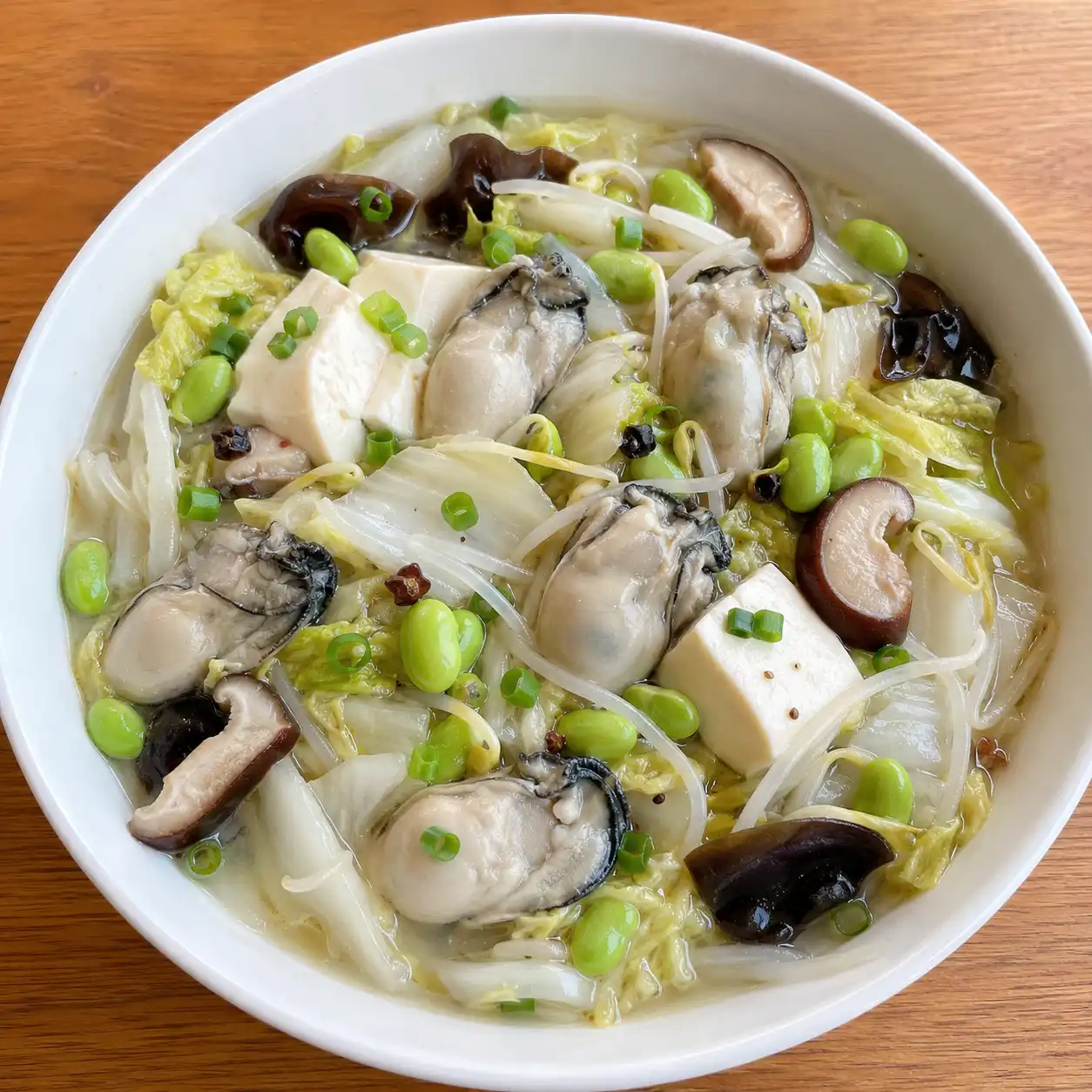 麻香鮮蚵毛豆白菜煮