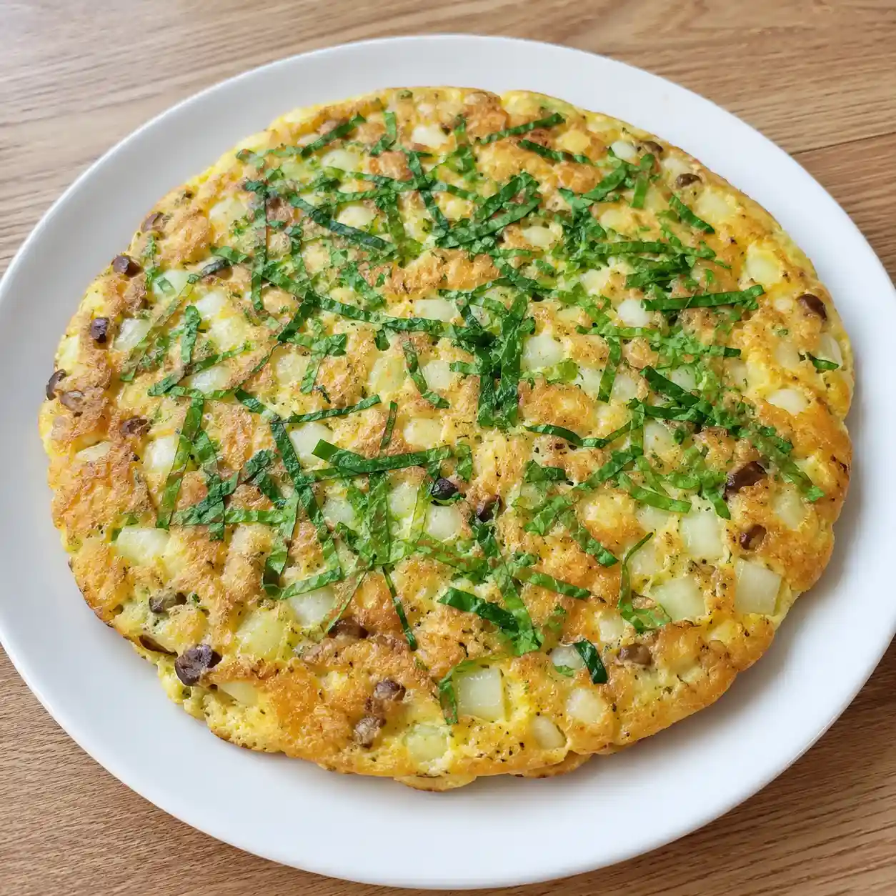 青江菜梗粒蛋煎餅