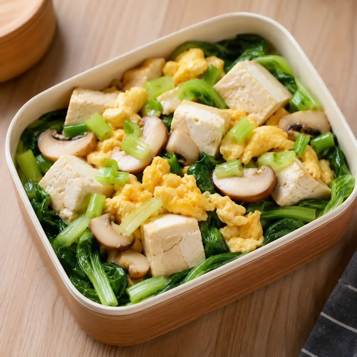 雞蛋小白菜豆腐溫便當