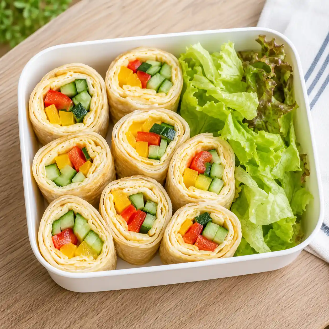 雞蛋櫛瓜豆皮捲便當