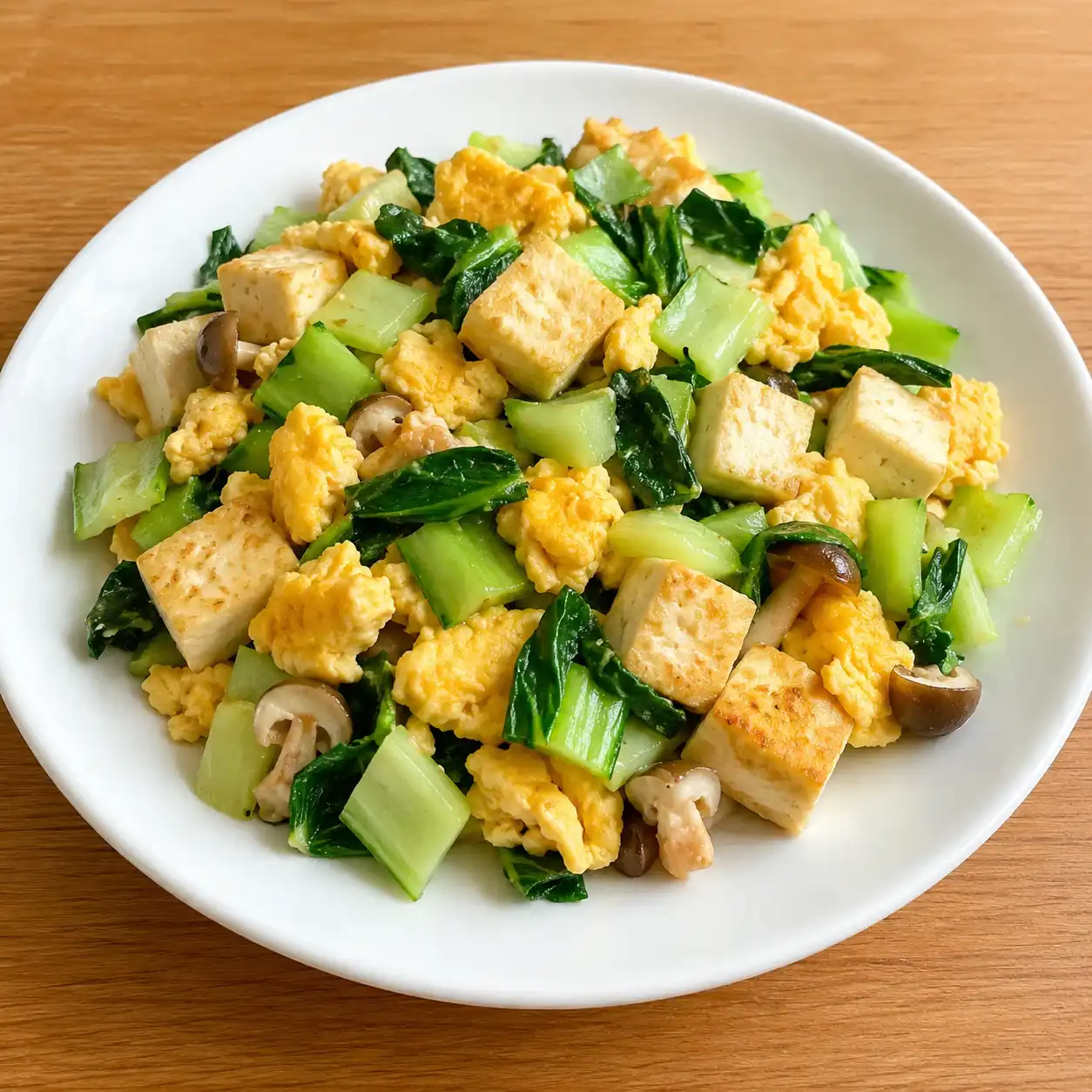 青江菜豆腐炒蛋粒